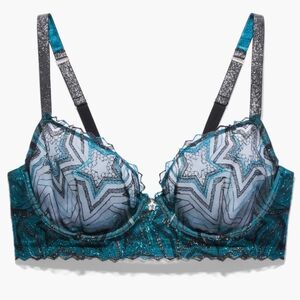 NWT Savage X Fenty Shining Star Embroidered Unlined Demi Bra Size 36C